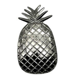 Pineapple Shaped Silver Tone Metal Hair Clip With Textured Design & Durable Back